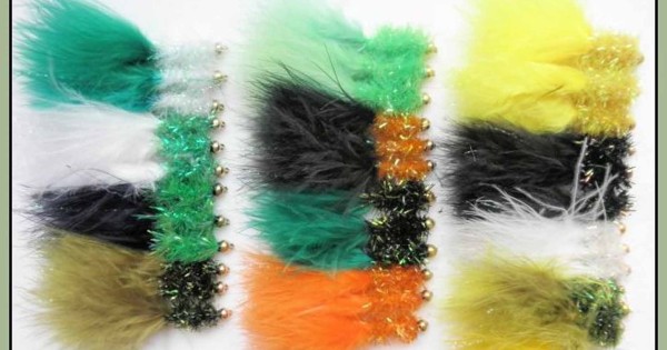 thumbnail image 2 of 12 Mixed Colour Fritz Sparkle Gold Head Trout Flies - Size 10, Streamers For Fly Fishing 2 of 4